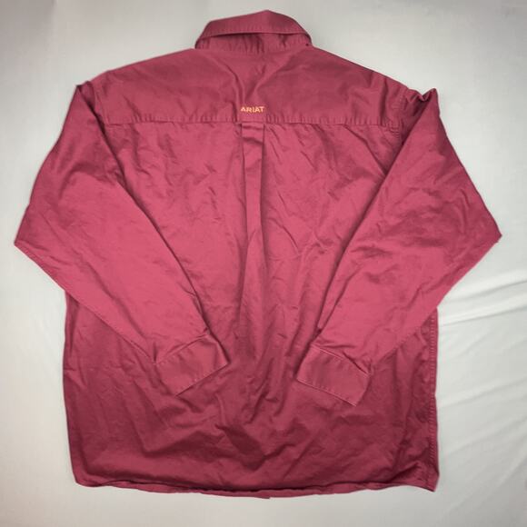 Ariat Burgundy Button Down Shirt 2XL Western Fit Long Sleeve Work Outdoors - Picture 3 of 7
